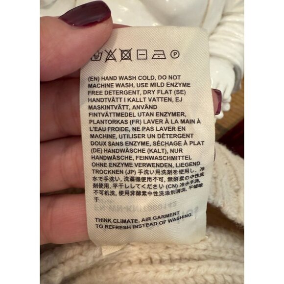 Acne Studios 100% Wool Ribbed V-Neck Sweater Beige Oversized Knit - Size XS - Picture 6 of 6